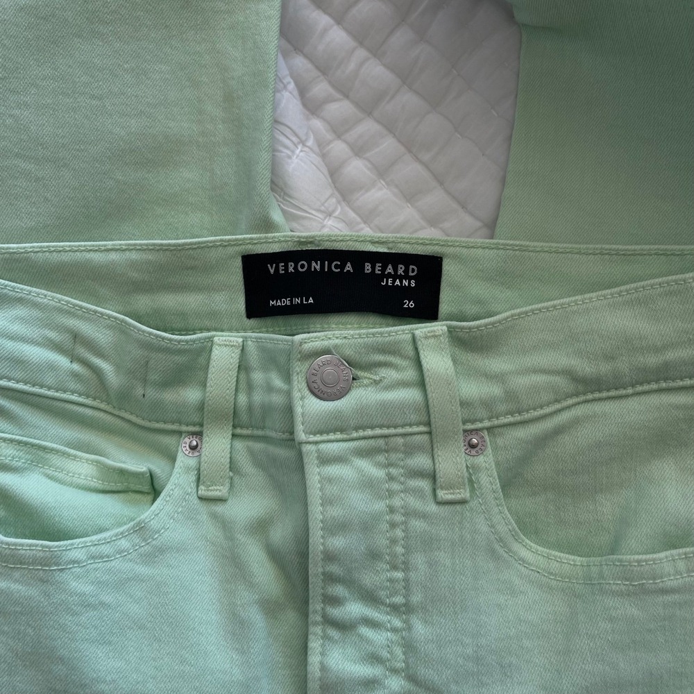Veronica Beard Carly‎ Kick Flare Jean 26 Pistachio Green Stretch High Rise Chic - Picture 13 of 16